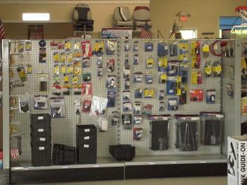View inside the store, accessories and oils